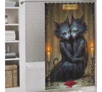 sinyumoney The Lovers - Cat Tarot Card Anti-Mould Proof Resistant Fabric Polyester Hilarious Bath Curtain for Home Bathroom Toile Hotel Decor 53.54x70.87Inch（136x180cm）