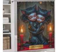 sinyumoney The Lovers Tarot Card Shower Curtain Waterproof Mould with Hooks Waterproof Fabric Bathroom Decor Curtains for Bathroom with Hooks 69.69x70.87Inch（177x180cm）