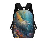 sinyumoney The Majestic Manta Ray Backpacks Kids School Backpack School Bag 3D Printed School Bag for Boys Elementary And Middle School Students 17inch