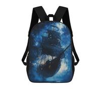 sinyumoney The Midnight Pirate Children's School Backpack 3D Printed for Kids Travel Rucksacks Book Bags Kids School Bag 17inch