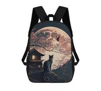 sinyumoney The Moon Night Cat Japan Backpack with Pocket 3D Printed Backpacks, Travel Rucksacks Book Bags Kids School Bag 17inch