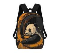 sinyumoney The Panda Escape 3D Printed School Backpack Casual Children's Backpacks 3D Printed School Bag for Boys Elementary And Middle 17inch