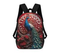 sinyumoney The Peacock in Bloom 3D Printed 17inch School Bag Children's School Backpack Travel Backpacks Casual Fashion Bag for Kids School Students