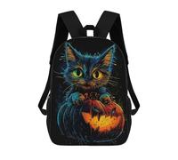 sinyumoney The Pumpkin Kitten 3D Printed 17inch School Bag Children's School Backpack Travel Backpacks Casual Fashion Bag for Kids School Students