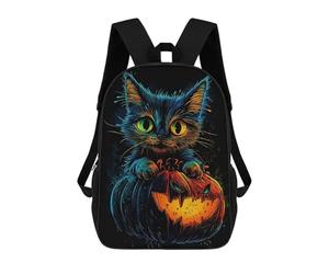 sinyumoney The Pumpkin Kitten 3D Printed 17inch School Bag Children's School Backpack Travel Backpacks Casual Fashion Bag for Kids School Students