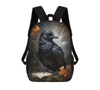 sinyumoney The Raven Scholar 3D Printed School Backpack Casual Children's Backpacks 3D Printed School Bag for Boys Elementary And Middle 17inch