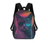 sinyumoney The Retrowave Cat Children's Backpacks Kids Fun School Bag Boys Backpack Travel Bag Student Schoolbag Book Stationery Bag Chool Bags 17inch