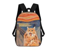 sinyumoney The Scream Cat Children's Backpacks School Backpack 3D Printed for Kids Travel Rucksacks Book Bags Kids 17inch School Bag