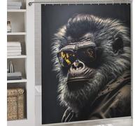 sinyumoney The Shady Ape Modern Fabric Bathroom Decor Set with Hooks Waterproof Fabric Shower Curtain Anti Mould for Bathroom Wet Room 69.69x70.87Inch（177x180cm）