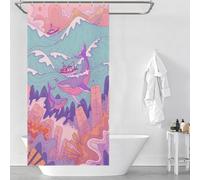 sinyumoney The Ships And The Whales Anti-Mould Proof Resistant Thicken Durable Polyester Bathroom Curtains Modern Art for Bathroom with Hooks 35.43x70.87Inch（90x180cm）