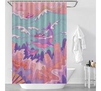 sinyumoney The Ships And The Whales Waterproof Polyester Fabric Modern Fabric Bathroom Decor Set for Bathroom Wet Room 46.85x70.87Inch（119x180cm）