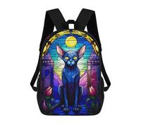 sinyumoney The Sphynx Cat Blue Staine Kids' Backpack 3D Printing School Bag Boys Cool Daypacks Casual Knapsack Fun Back Bag for Kids And Teenager 17inch