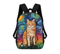 sinyumoney The Starry Night Black Cat Backpack School Work Laptop Backpack Rucksack Bag for Men, Women & Teenage Boys 17inch