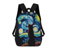 sinyumoney The Starry Night Cat Children's School Backpack 3D Printed for Kids Travel Rucksacks Book Bags Kids School Bag 17inch