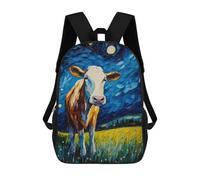 sinyumoney The Starry Night Cow Kids School Backpack School Bag 3D Printed School Bag for Boys Elementary And Middle School Students 17inch
