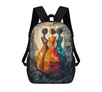 sinyumoney The Three Graces Stained Glass Mosaic Artwork Kids Backpack,School Backpack Kids School Bag 3D Printed Cartoon Large Capacity Backpack for Kids Boys And Girls 17inch