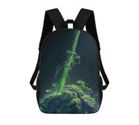 sinyumoney The Verdant Sword Rucksacks 3D Printed Children Backpacks Fashion Casual Daypack Cute Travel Bags Outdoor Casual Daypack for Boy And Girl 17inch
