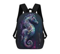 sinyumoney The Vibrant Seahorse School Bag Backpack Teen Schoolbag 3D Printing Adjustable Schoolbag Fashion Pocket Bag for Kids Boys Girls Students And Teenagers Fans 17inch
