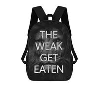 sinyumoney The Weak Get Eaten Children's 17 Inch School Backpack 3D Printed Cool Knapsack for Kids Travel Rucksacks Book Bags Kids School Bag