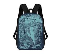 sinyumoney The Whale And The Waves Children's School Backpack Fashion Casual Children's Backpacks 3D Printed School Bags Boy Large Backpack 17inch