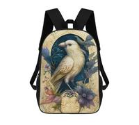 sinyumoney The White Bird 3D Printed 17inch School Bag Children's School Backpack Travel Backpacks Casual Fashion Bag for Kids School Students