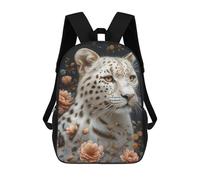 sinyumoney The White Leopard Rucksacks 3D Printed Children 17inch Backpacks Fashion Casual Daypack Travel Bags Outdoor Casual Daypack for Boy And Girl