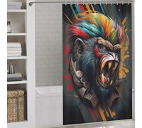 sinyumoney The Wild Monkey Shower Curtains Mould Proof 100% Polyester Fabric Washable Bath Curtains for Shower for Shower Bath Curtain Wet Room 53.54x70.87Inch（136x180cm）