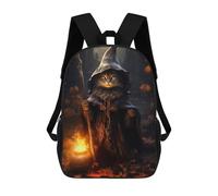 sinyumoney The Witch Cat Children's School Backpack 3D Printed for Kids Travel Rucksacks Book Bags Kids School Bag 17inch