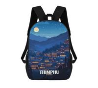 sinyumoney Thimphu, Bhutan Nightscape Illustration Backpack Cartoon Plush Bag, 3D Backpack for Kids School Bag Birthday Gift Idea for Boys And Girls 17inch