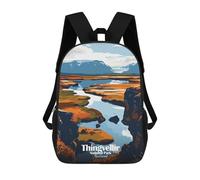 sinyumoney Thingvellir National Park Iceland Landscape Children's Backpacks School Backpack 3D Printed Backpack for Kids Travel Rucksacks Book Bags Kids School Bag 17inch