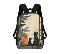 sinyumoney Three Cats Looking Out Window 3D Printed Children's School Backpack for Kids High Capacity Travel Rucksacks Book Bags Kids School Bag Back Pack 17inch