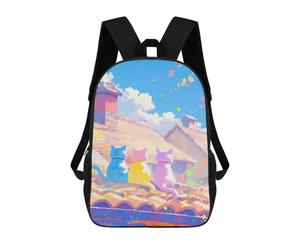 sinyumoney Three Cats on A Roof School Backpack Lightweight Airport College Students Back Pack- Perfect for Travel, Work And Daily Use 17inch