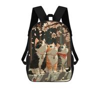 sinyumoney Three Cats Under Cherry Blossoms Backpack 3D Printed Children's School Backpack Kids Travel Backpacks High Capacity Book Bags Children's Backpack Rucksack 17inch