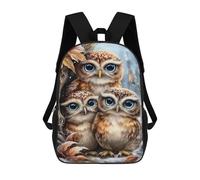sinyumoney Three Cute Owls in Winter Scene 17 Inch Backpack School Bag Rucksack for Girls Boys Large Capacity Kids Back Pack Lightweight School Bags for Children Students