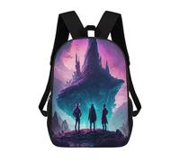 sinyumoney Three Figures Gazing at A Floating Island School Bag Bookbag 3D Printed Children's Backpacks for Kids Boy Girl Book Bags Kids School Bag Travel Rucksacks 17inch