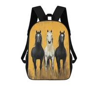 sinyumoney Three Horse Painting Artwork School Backpack High Secondary School Bags Casual Backpack for Girl, Teen Girls 17inch