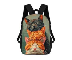 sinyumoney Three Sleeping Cats Rucksack Lightweight Casual Daypack School Backpacks for Campus Outdoor Travel Sports 17inch