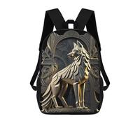 sinyumoney Throne Of Golden Wolf Children's 17 Inch School Backpack 3D Printed Cool Knapsack for Kids Travel Rucksacks Book Bags Kids School Bag