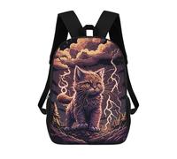 sinyumoney Thundering Cat Adventure Backpack School Bag Lightweight Casual Daypack School Backpacks for School/Work/Travel 17inch