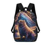 sinyumoney Thundering Chow Chow Majesty 3D Printed School Bag Children's School Backpack Schoolbags Travel Backpacks Casual Fashion Bag for Kids School Students 17inch