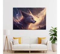 sinyumoney Thundering Fox Epic Fantasy Artwork Abstract Wall Art for Living Room for Toilet Bathroom Decor Large Pictures 12x18inch(30x45cm)