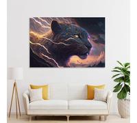 sinyumoney Thundering Leopard Wild Power Unleashed -1 Art Work for Home Walls for Rustic Bath Decor Canvas Art 12x18inch(30x45cm)
