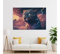 sinyumoney Thundering Leopard Wild Power Unleashed Art Work for Home Walls Wall Decor Ready to Hang for Bathroom Toilet Decor Large Canvas Wall Art for Living Room 24x36inch(60x90cm)