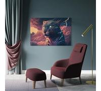 sinyumoney Thundering Leopard Wild Power Unleashed Wall Canvas for Living Room for Living Room Bedroom Kitchen Hallway Stairs Artwork 12x18inch(30x45cm)