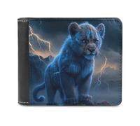 sinyumoney Thundering Lion Cub 3D Print Men's Wallet Holds Bills Credit RFID Blocking Stylish Banknote Compartments Fashion Slim Wallets 11.7cm*9.5cm