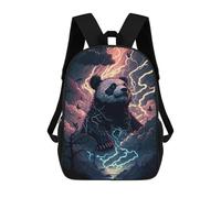 sinyumoney Thundering Panda Storm Kids School Backpack 17 Inch School Bag 3D Printed School Bag for Boys Elementary And Middle School Students
