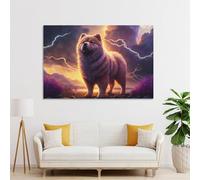 sinyumoney Thundering Paws The Majestic Chow Chow's Roar Canvas Prints Wall Art for Boys Room Girls Room Picture Canvas 24x36inch(60x90cm)
