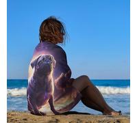 sinyumoney Thundering Pug Majesty -3 Towels Large Absorbent Gentle on The Skin Beach Towel for Spa Gym Hotel 130cm*80cm