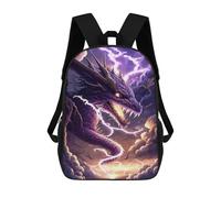 sinyumoney Thundering Purple Dragon Artwork School Backpack 3D Printed Children's 17inch Backpacks Bag Bookbag for Kids Boy Girl Book Bags Kids School Bag Travel Rucksacks