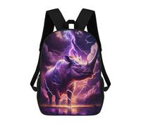 sinyumoney Thundering Rhino Storm School Backpack Fashion Stationery Backpack Waterproof Casual Daypacks for Camping Outdoor Adventures And Daily Travel 17inch